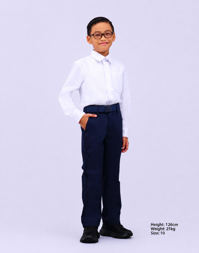 Hard Collar Long Sleeve School Shirt