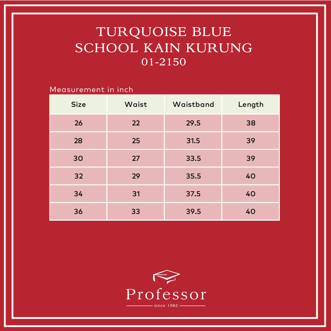 Turquoise Blue School Kain Kurung
