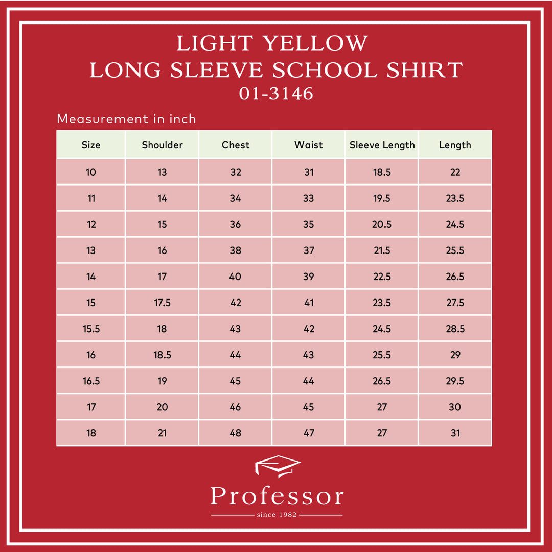 Light Yellow Long Sleeve School Shirt