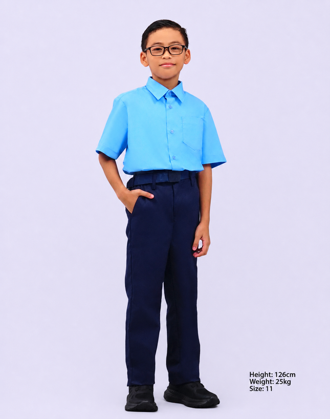 Light Blue Short Sleeve School Shirt