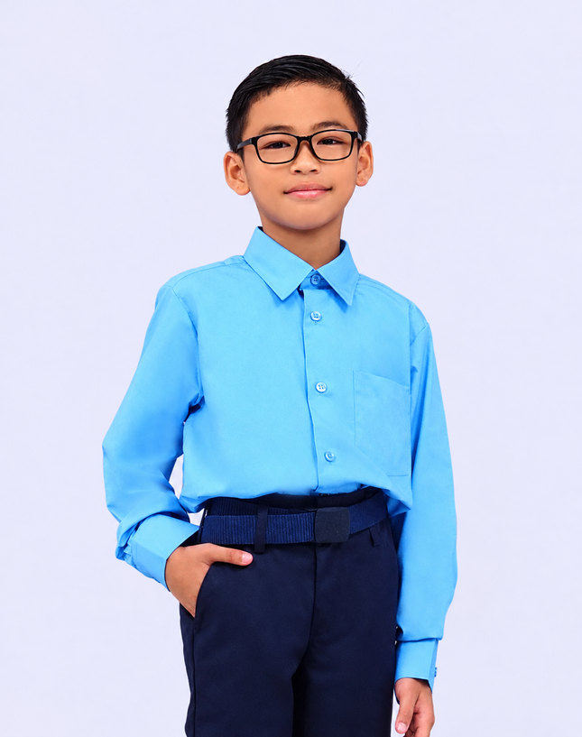 Light Blue Long Sleeve School Shirt