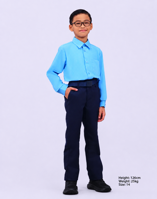 Light Blue Long Sleeve School Shirt