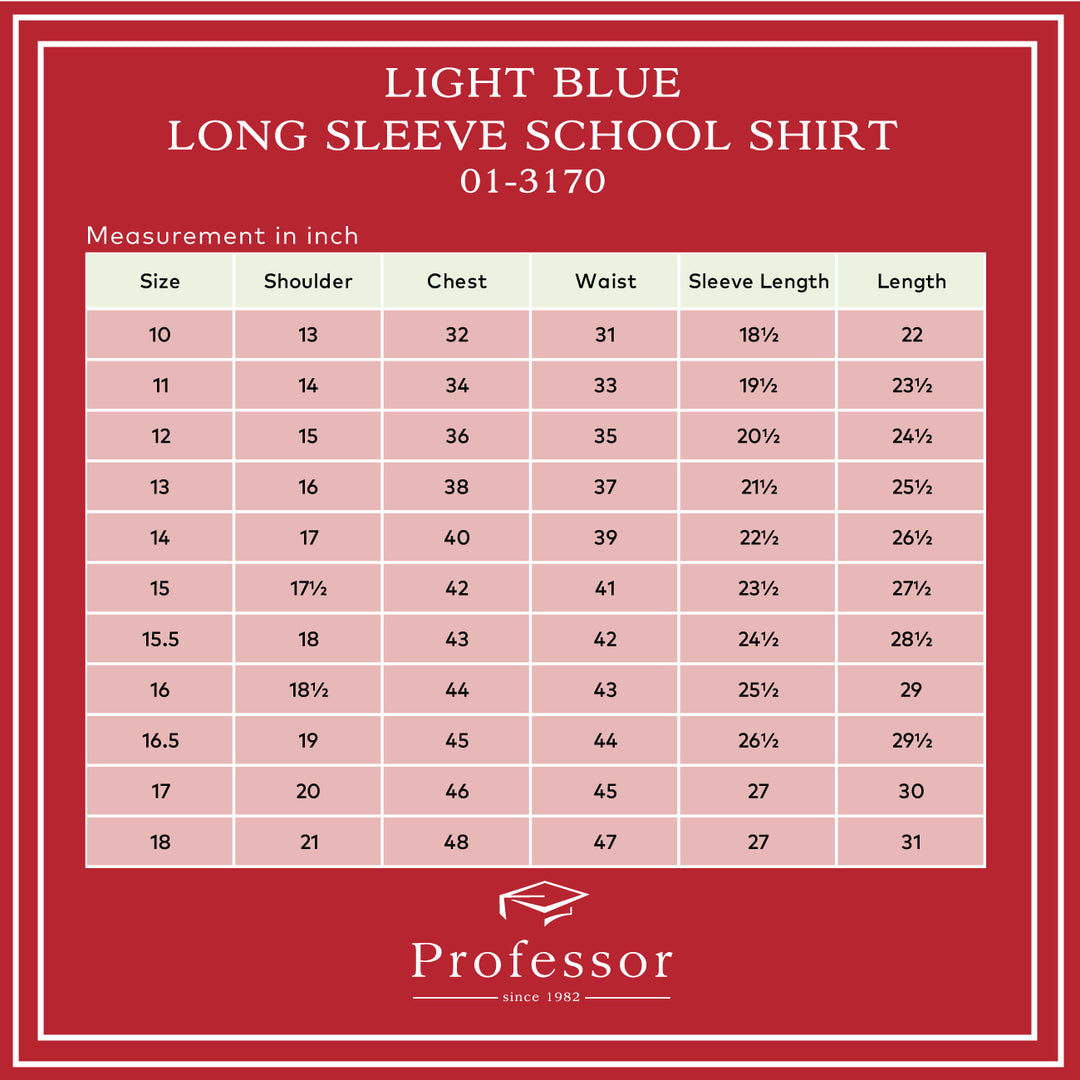 Light Blue Long Sleeve School Shirt