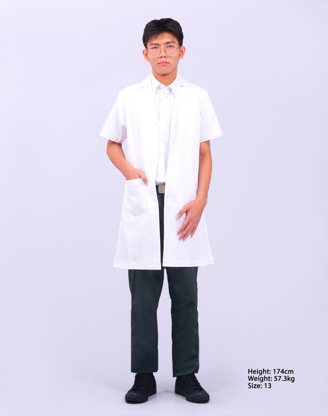 White School Short Sleeve Lab Coat