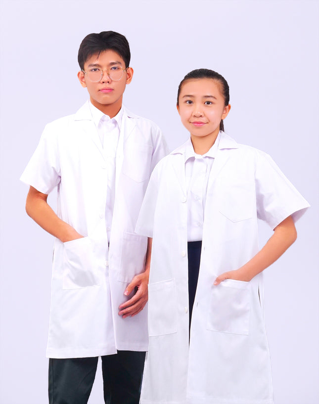 White School Short Sleeve Lab Coat