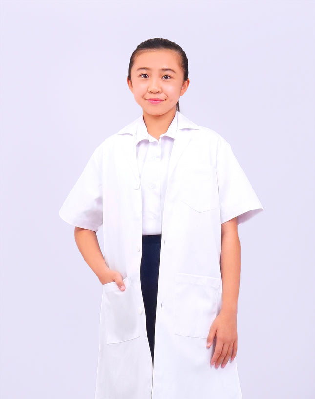 White School Short Sleeve Lab Coat