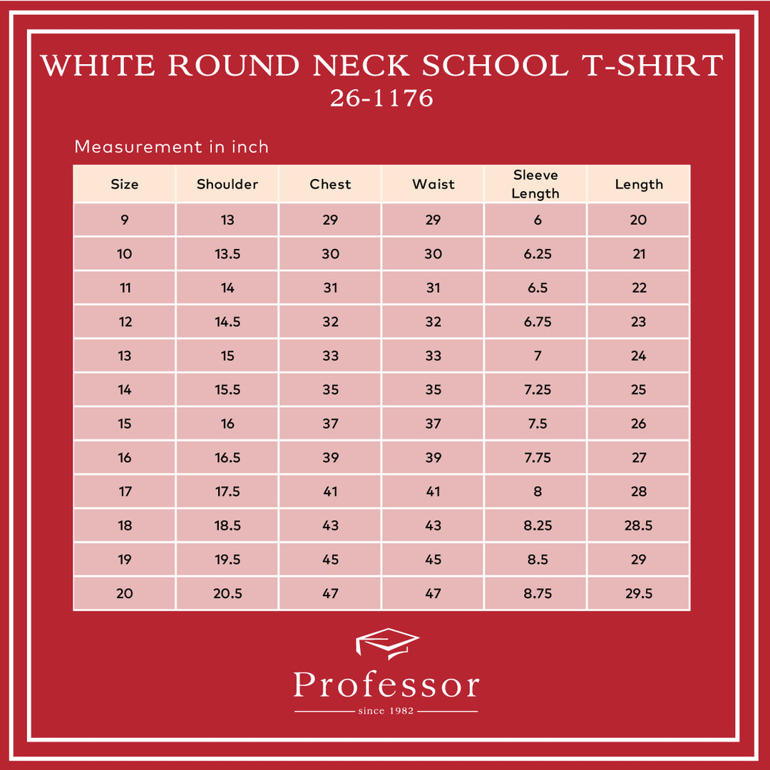White Round Neck School T-Shirt