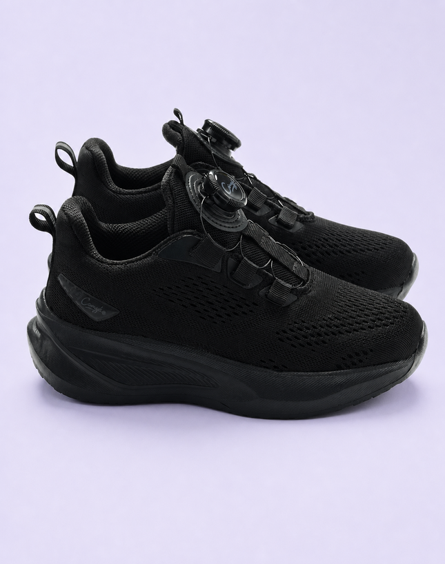 Ultra-Base Breathable Black School Shoes – Rotating Buckle