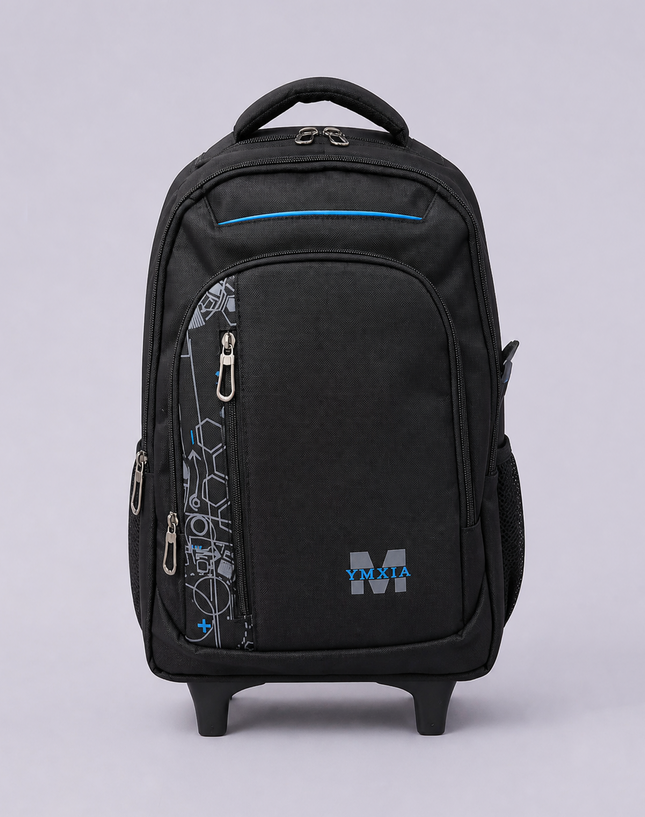 Sporty Multi-Compartment School Trolley Bag