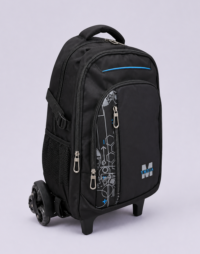 Sporty Multi-Compartment School Trolley Bag