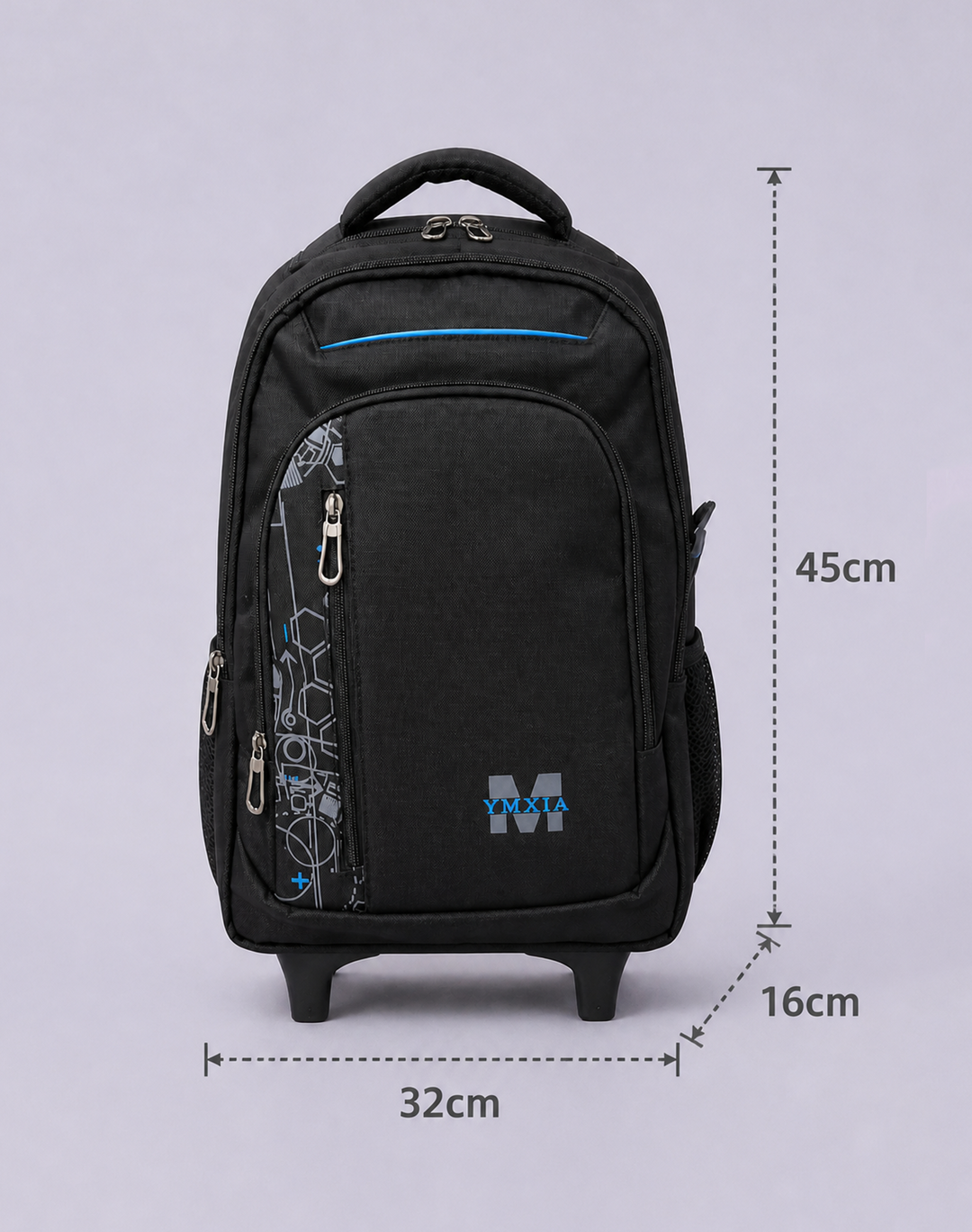 Sporty Multi-Compartment School Trolley Bag
