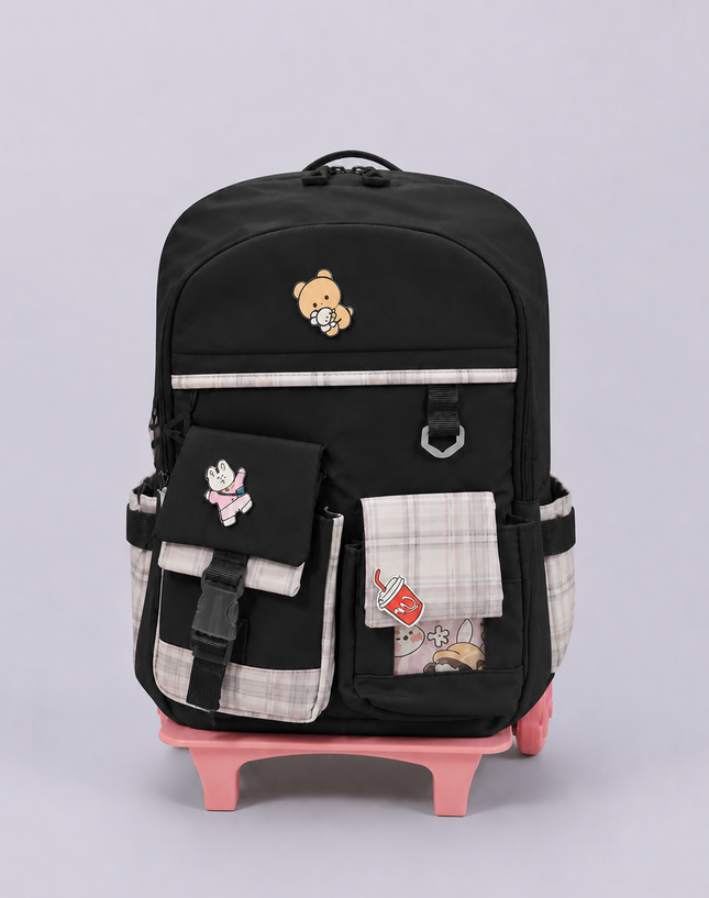 Checker Pattern Primary School Trolley Bag