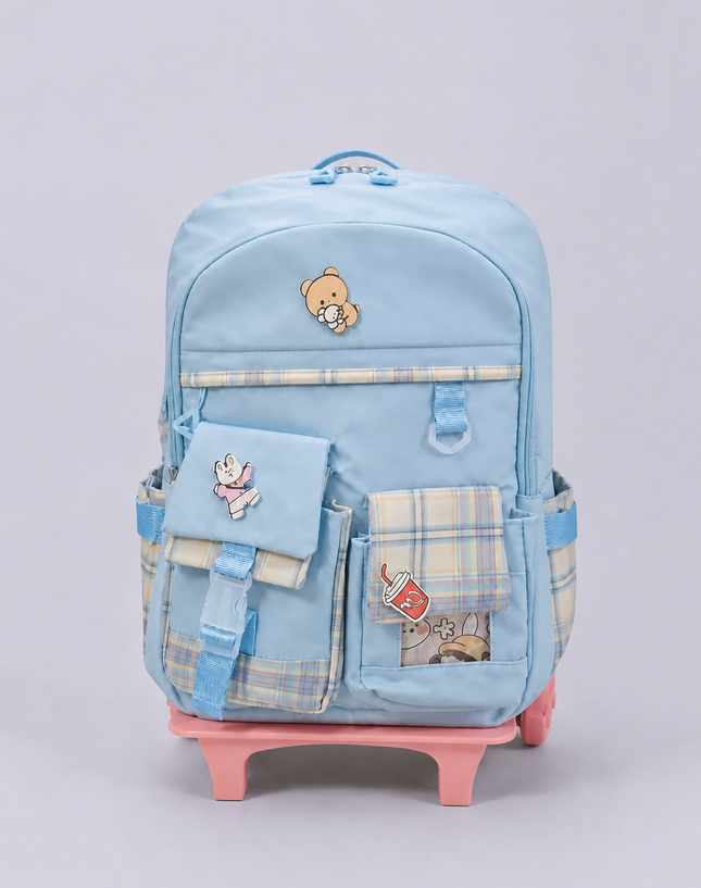 Checker Pattern Primary School Trolley Bag