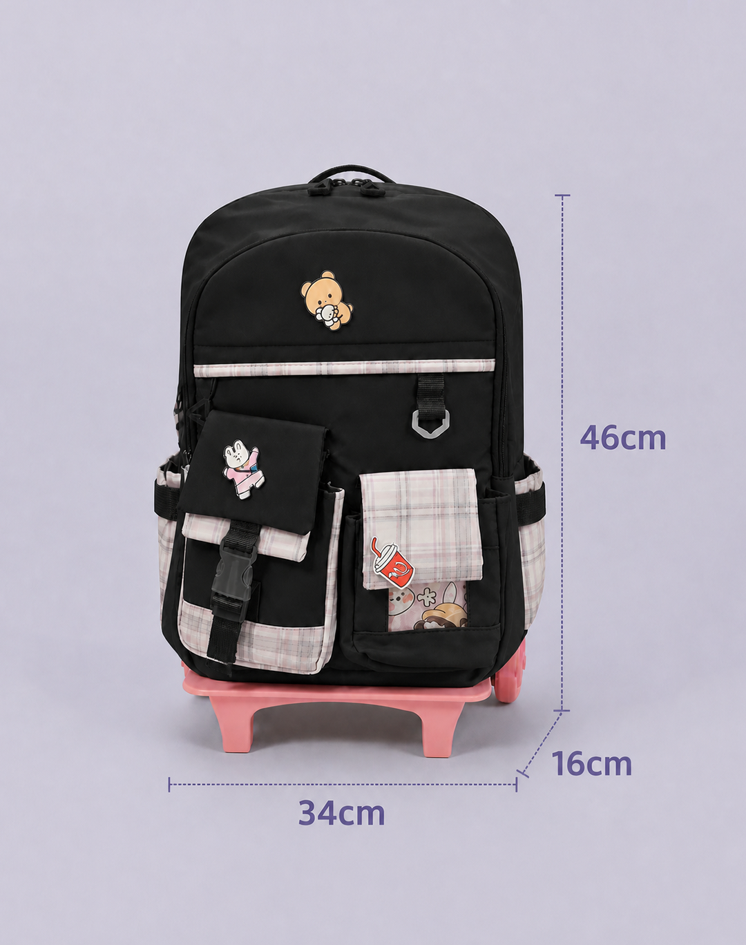 Checker Pattern Primary School Trolley Bag