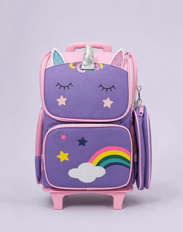 Unicorn Front Flap Primary School Trolley Bag