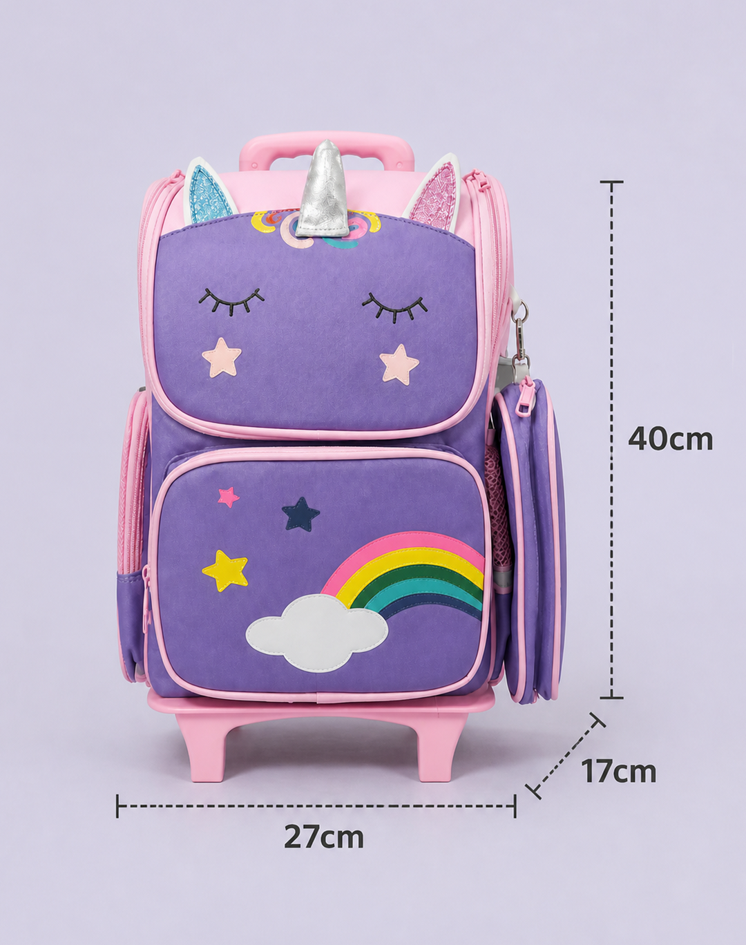 Unicorn Front Flap Primary School Trolley Bag