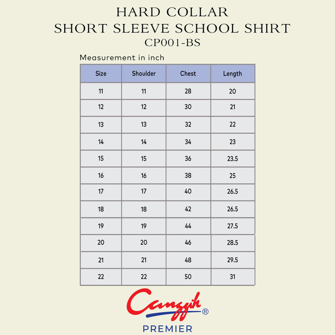 Hard Collar Short Sleeve School Shirt