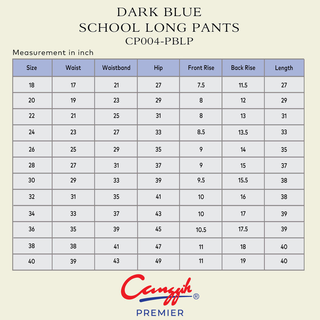 Dark Blue School Long Pants