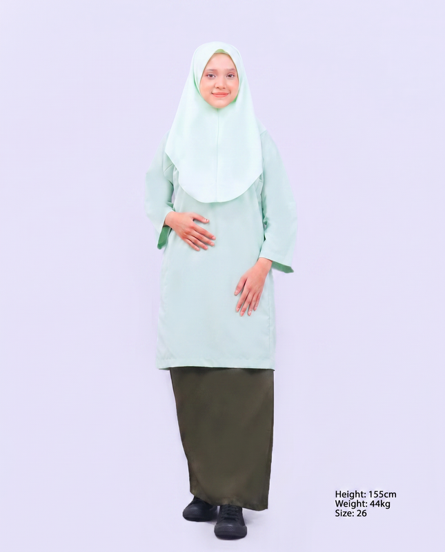 Olive Green School Kain Kurung