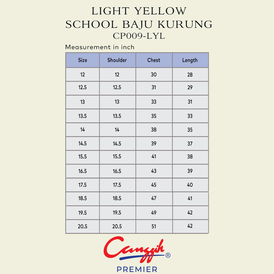 Light Yellow School Baju Kurung