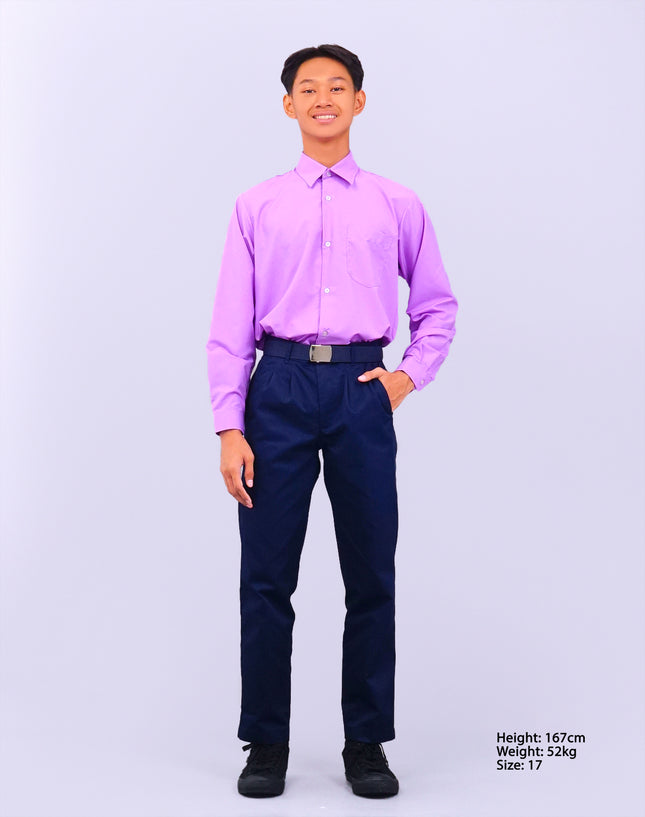 Light Purple Long Sleeve School Shirt