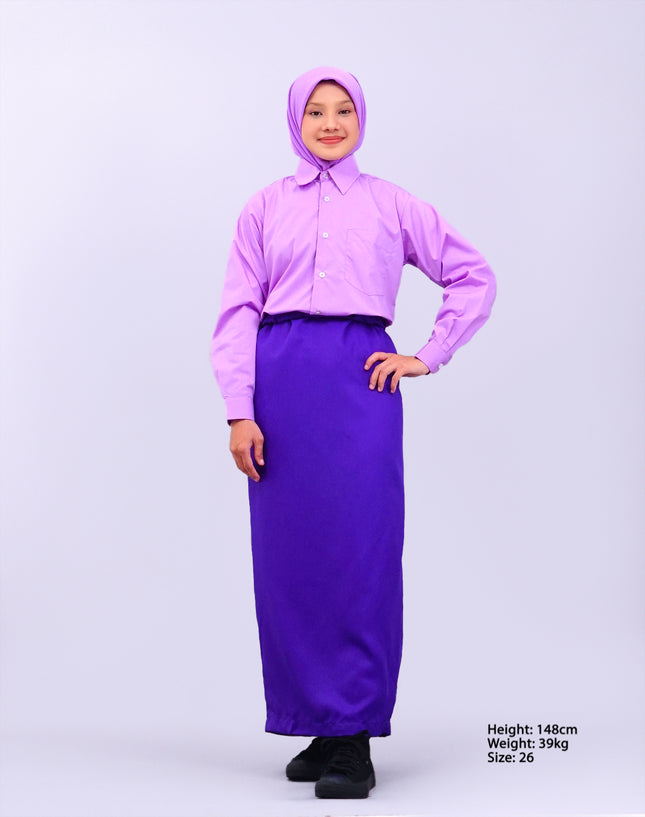 Dark Purple School Pengawas Back Pleat Kain Kurung