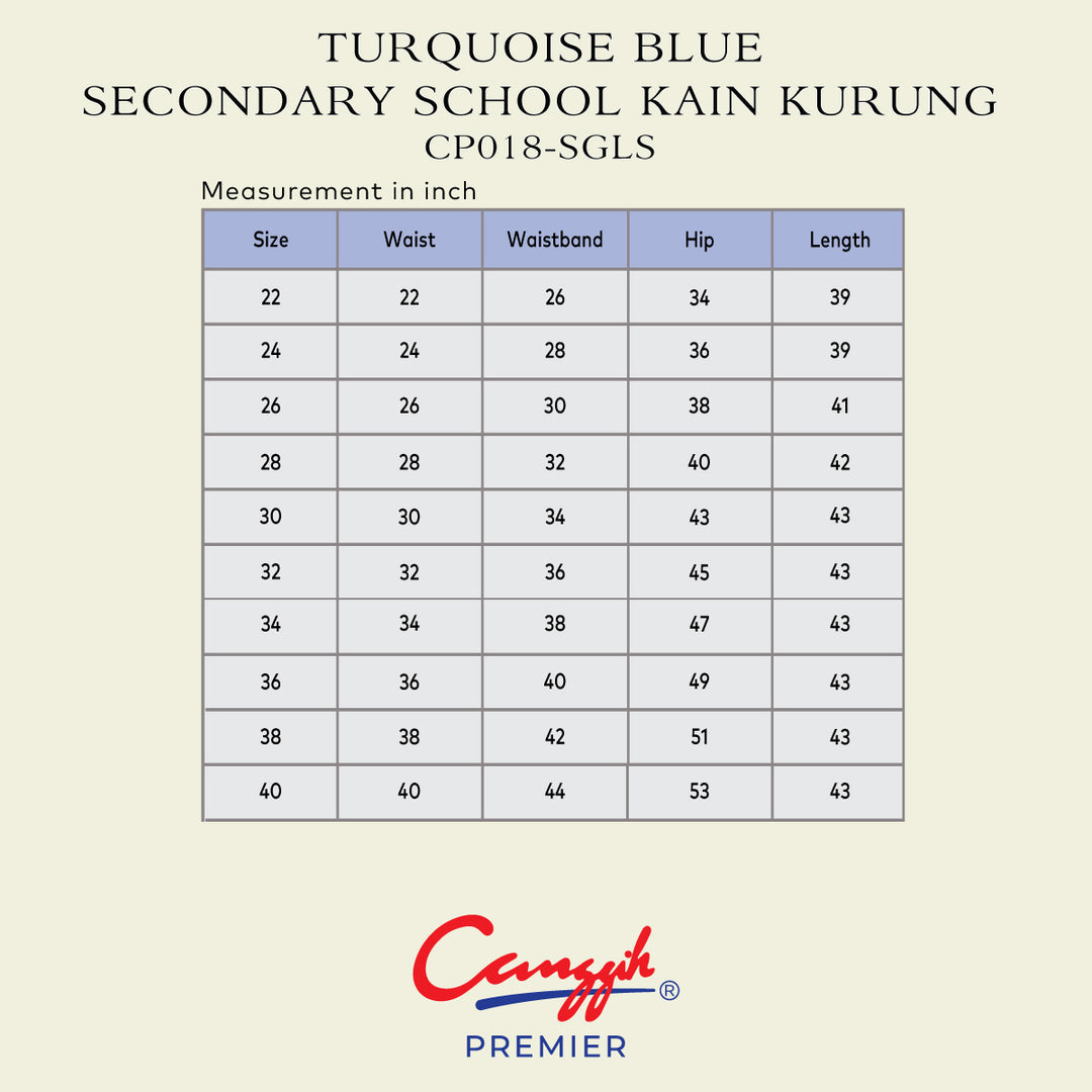 Turquoise Blue Secondary School Kain Kurung