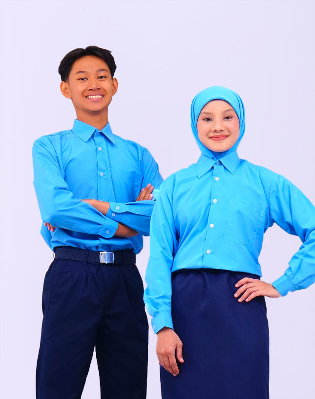 Blue Long Sleeve School Shirt