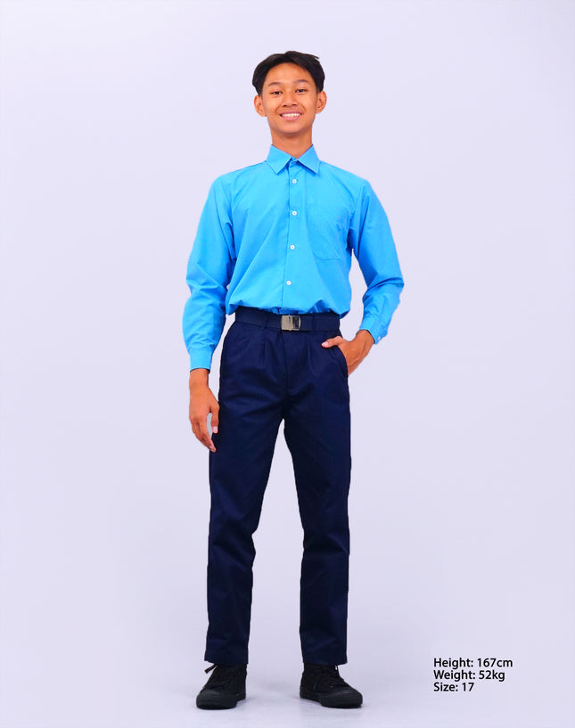 Blue Long Sleeve School Shirt