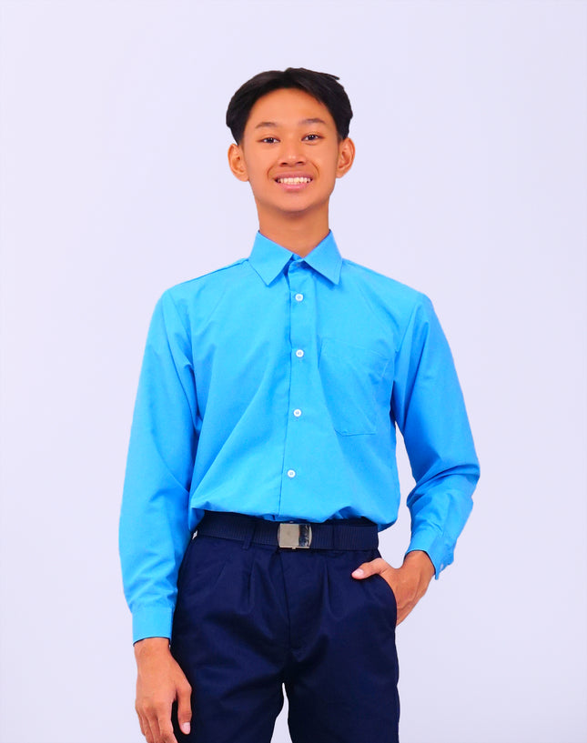 Blue Long Sleeve School Shirt