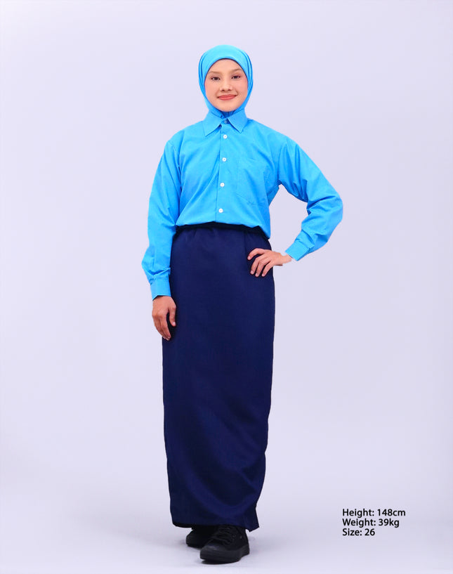 Dark Blue School Pengawas Back Pleat Kain Kurung