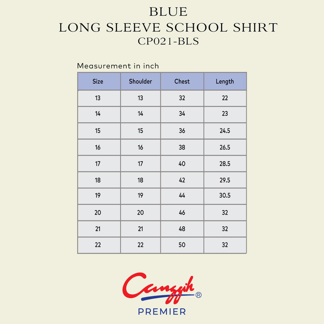 Blue Long Sleeve School Shirt