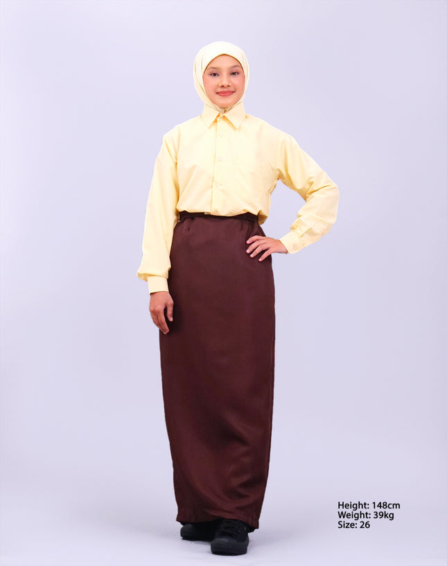Dark Brown School Pengawas Back Pleat Kain Kurung
