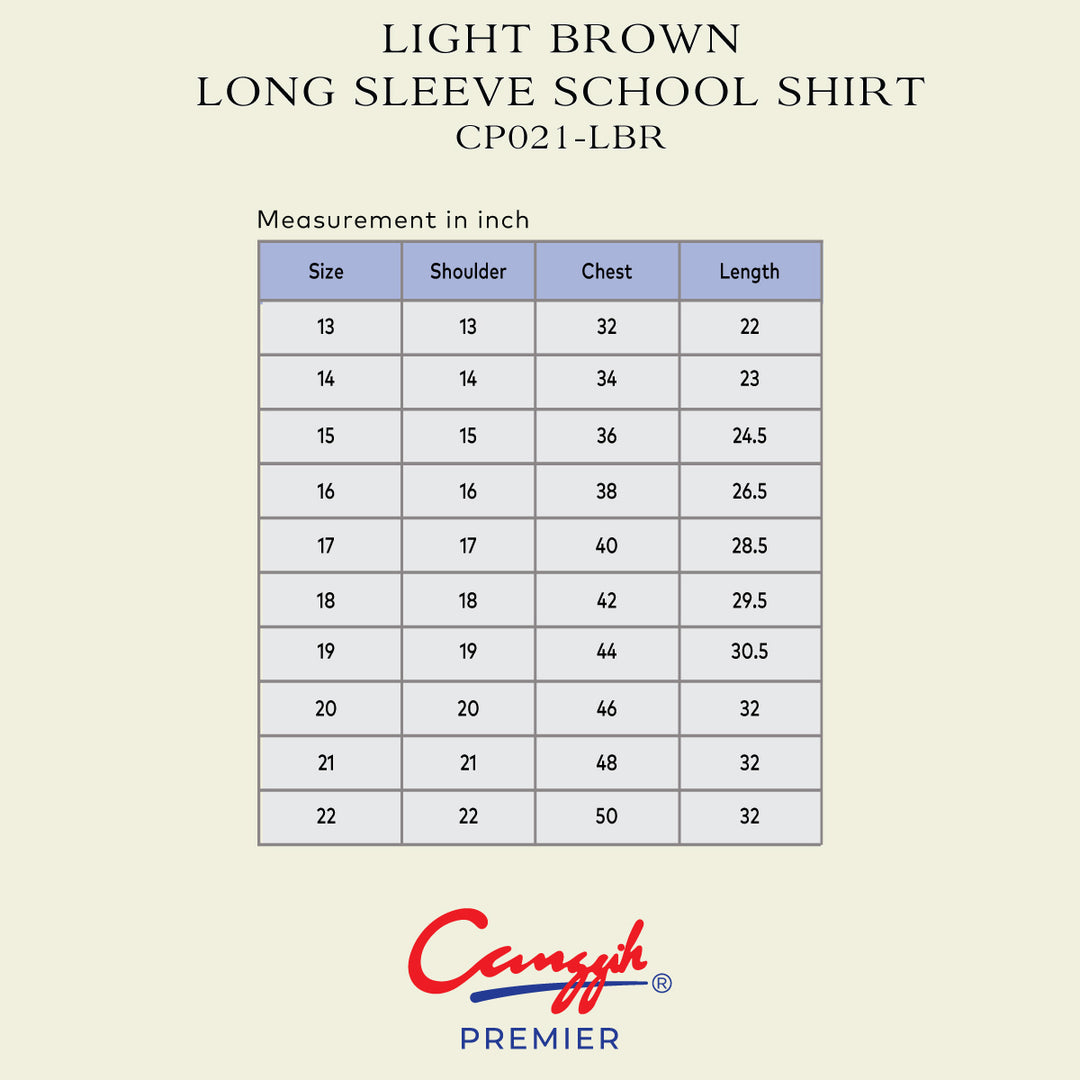 Light Brown Long Sleeve School Shirt