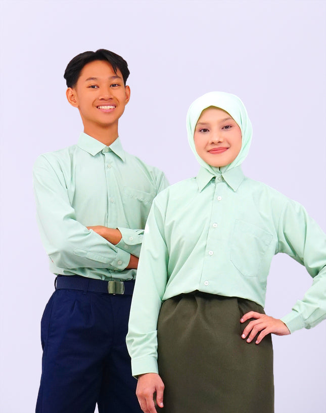 Light Green Long Sleeve School Shirt