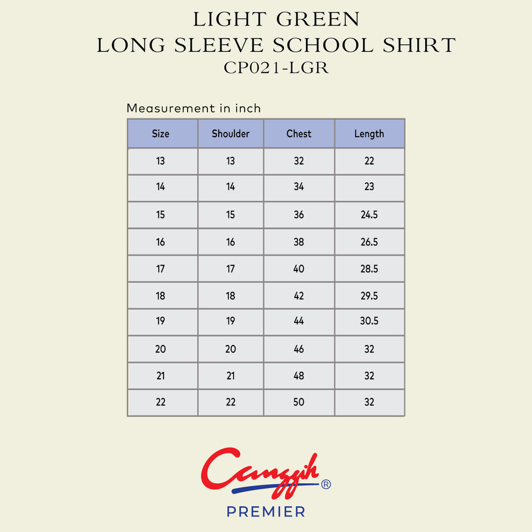 Light Green Long Sleeve School Shirt