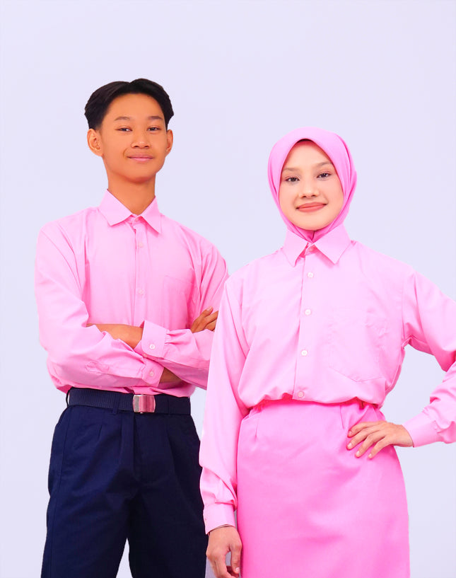 Light Pink Long Sleeve School Shirt