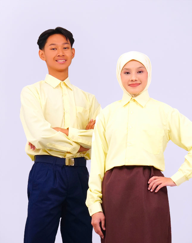 Light Yellow Long Sleeve School Shirt