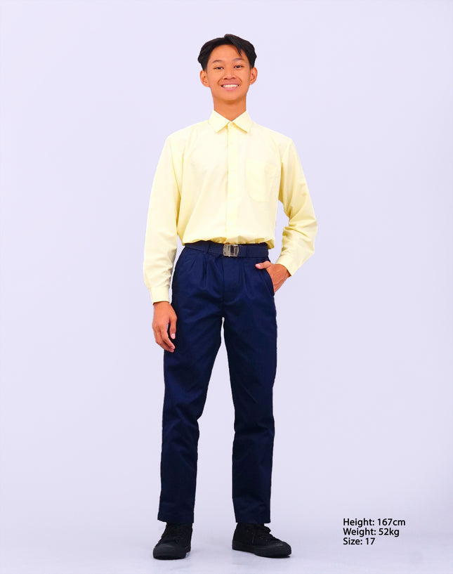 Light Yellow Long Sleeve School Shirt
