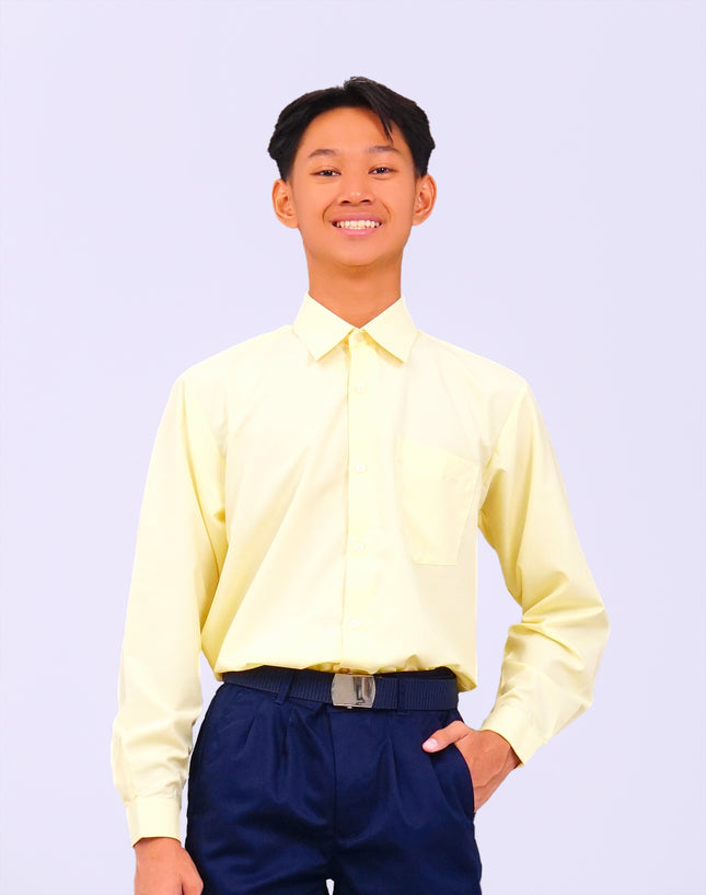 Light Yellow Long Sleeve School Shirt