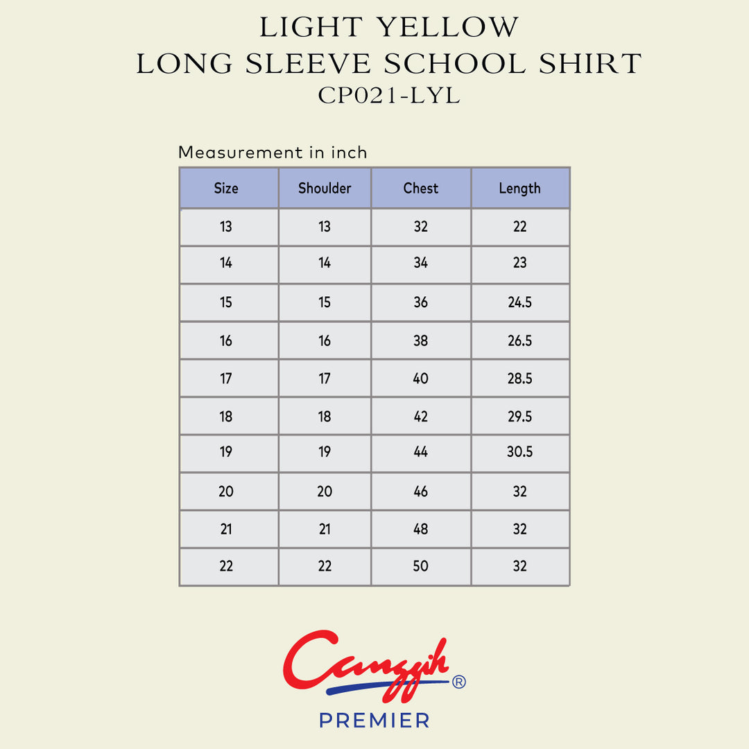 Light Yellow Long Sleeve School Shirt