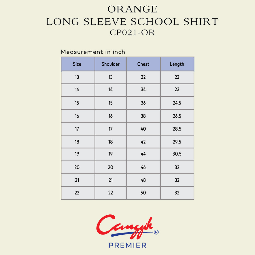 Orange Long Sleeve School Shirt