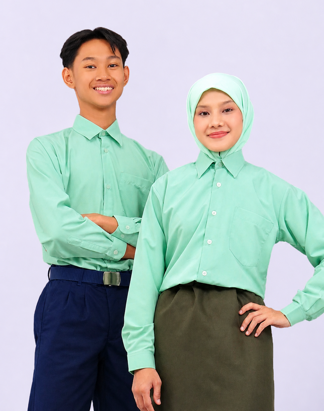 Teal Green Long Sleeve School Shirt