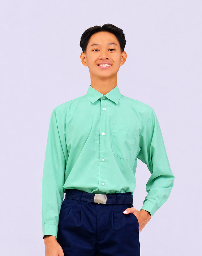 Teal Green Long Sleeve School Shirt