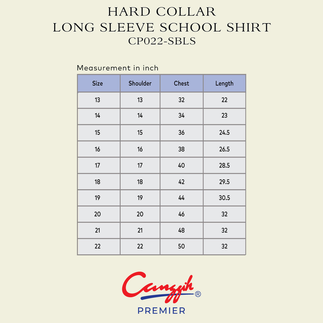 Hard Collar Long Sleeve School Shirt