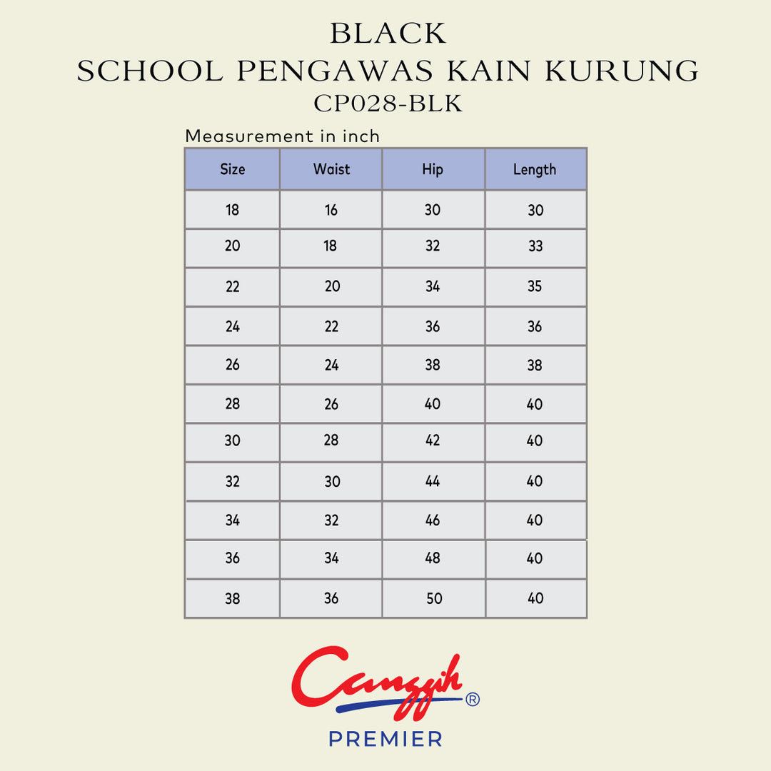Black School Pengawas Back Pleat Kain Kurung
