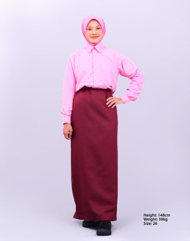 Maroon School Pengawas Back Pleat Kain Kurung