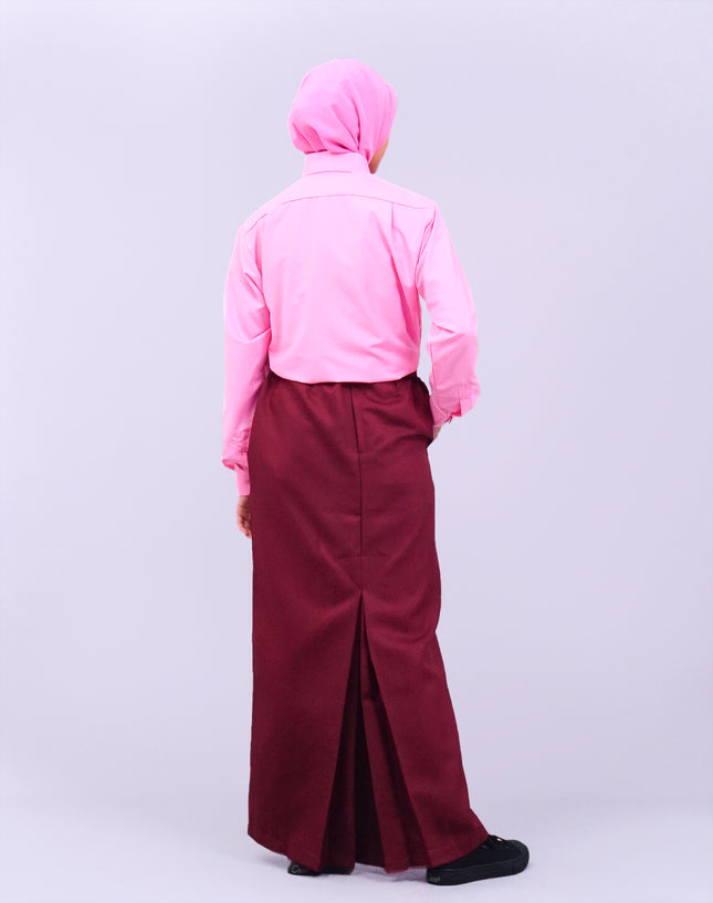 Maroon School Pengawas Back Pleat Kain Kurung