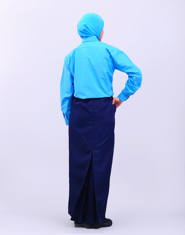 Dark Blue School Pengawas Back Pleat Kain Kurung