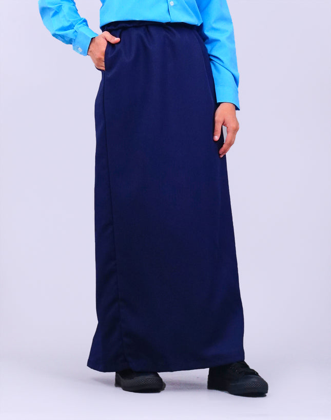 Dark Blue School Pengawas Back Pleat Kain Kurung